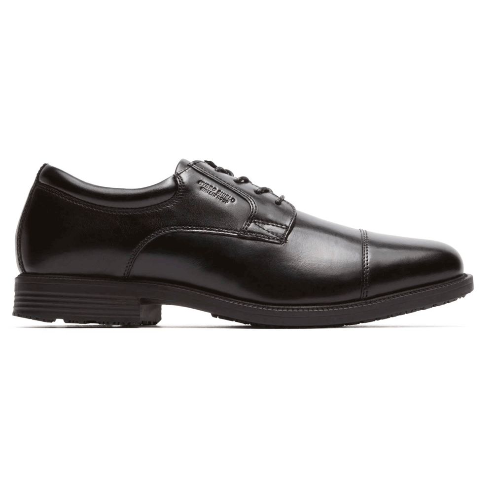 Pantofi Oxford Barbati Rockport Essential Details Waterproof Cap Toe Negrii - Romania 1427-QMUYO